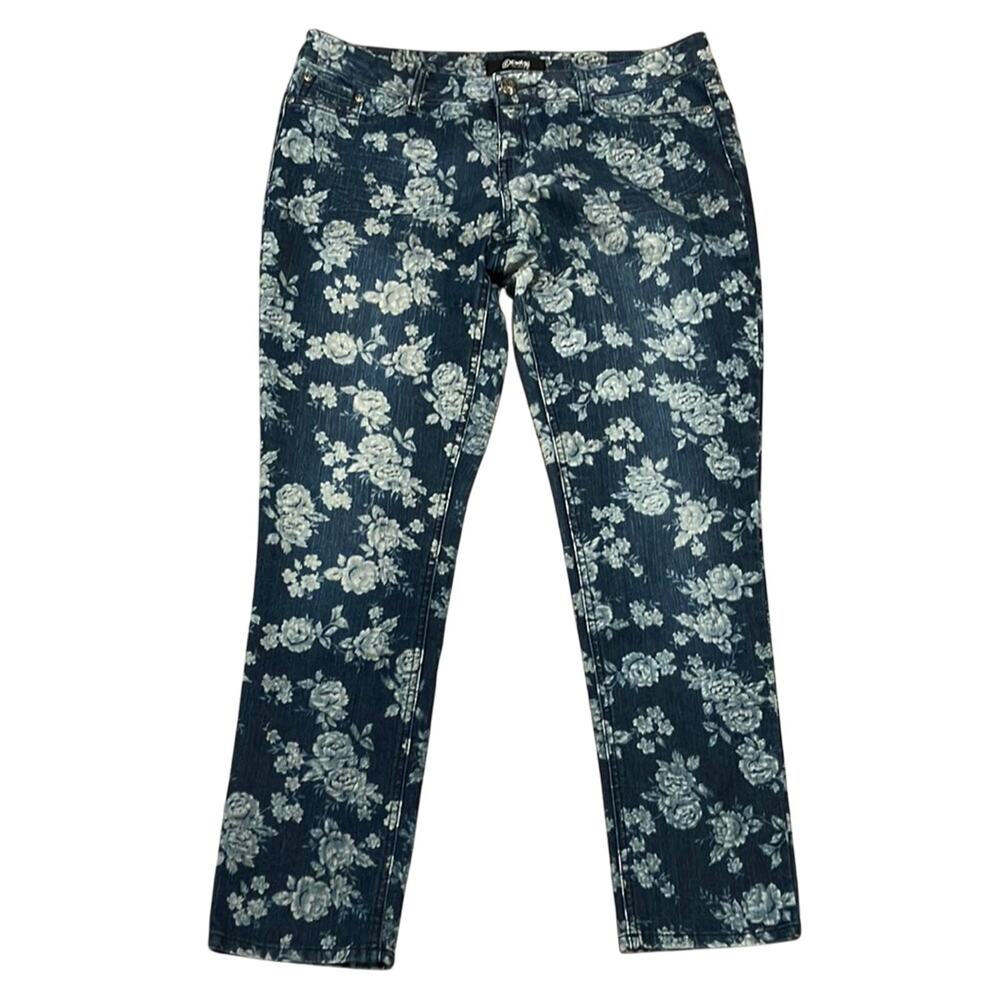REWASH Junior Girls Floral Print Straight Leg Jeans Size 13 Inseam 29"